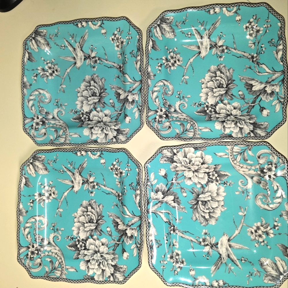 222 Fifth PTS Adelaide Turquoise Appetizer Plates Set Of 4
